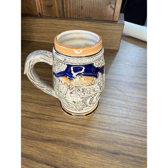 Vintage German Beer Stein Ceramic Mug With Relief Design - Picture 4 of 7